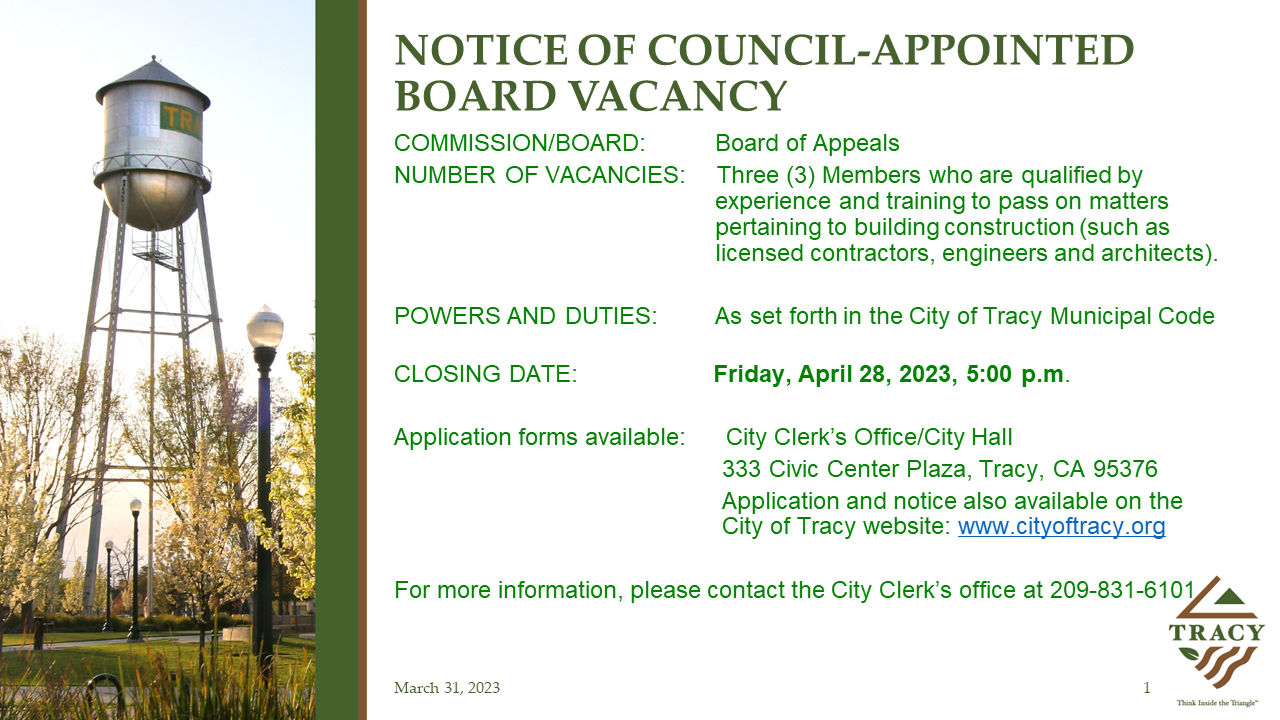 Board of Appeals Vacancies