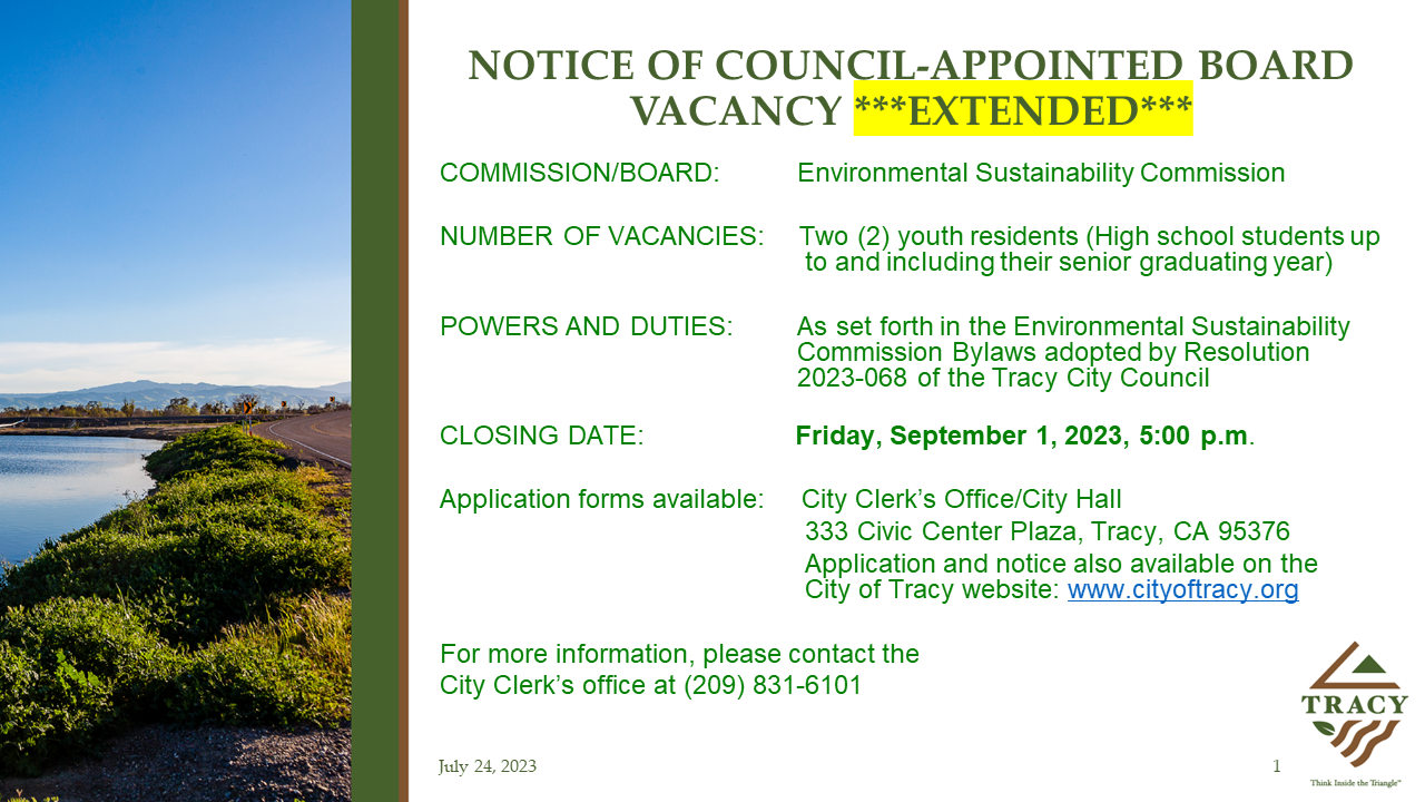 230901 Environmental Sustainability Commission vacancy