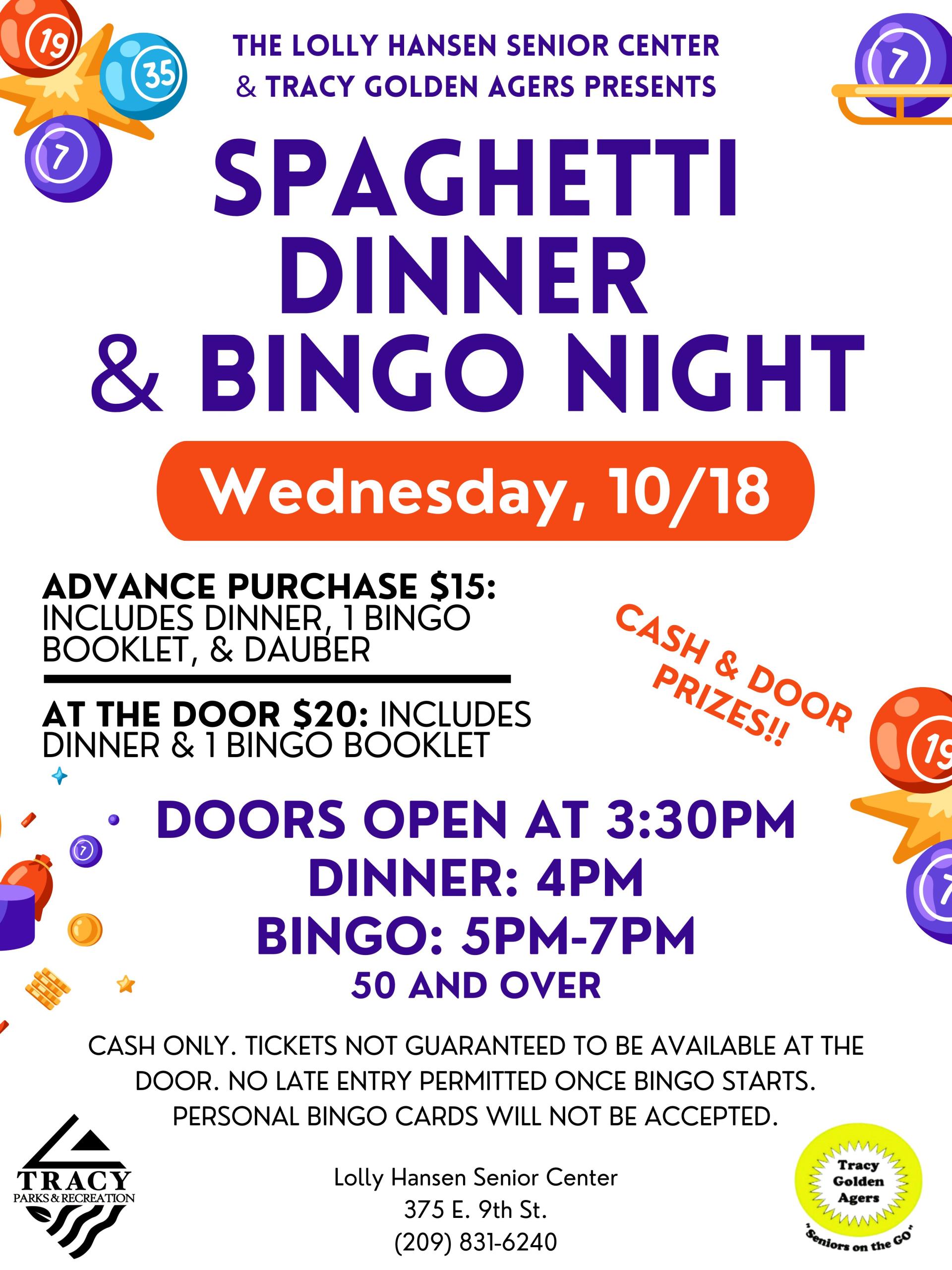 Spaghetti Dinner & Bingo 10.18.23